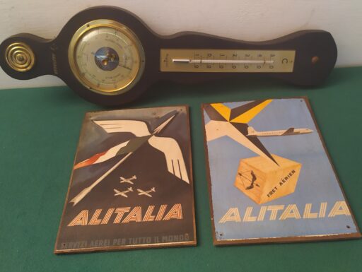 Alitalia-barometro legno e targhe legno