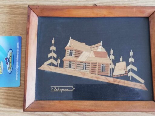 Quadretto vintage lavorazione a mano in paglia,anni 70