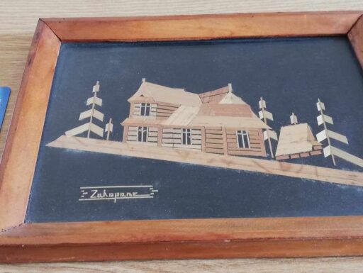 Quadretto vintage lavorazione a mano in paglia,anni 70