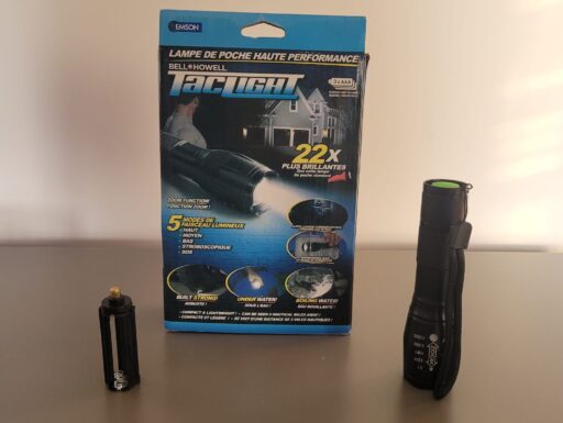 Torcia elettrica nera zoom con batteria