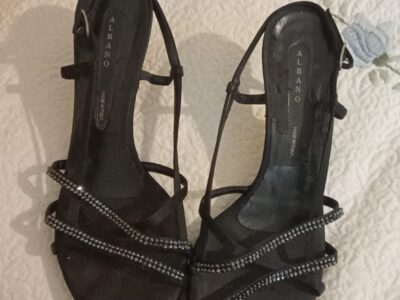 Sandali neri cerimonia con swaroski