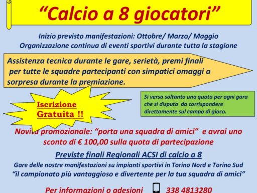 Calcio a 8: campionati e tornei con iscrizione gratuita!