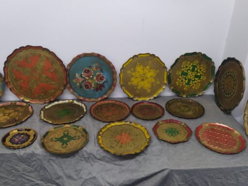 Vassoi rotondi in legno arte fiorentina