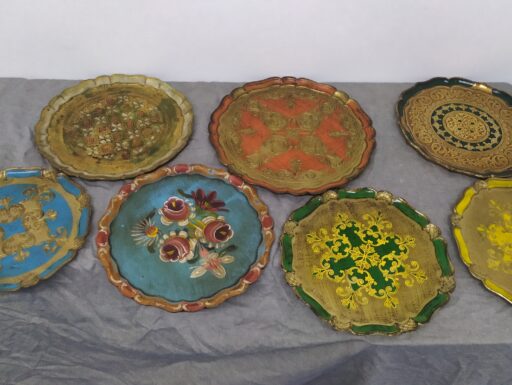 Vassoi rotondi in legno arte fiorentina