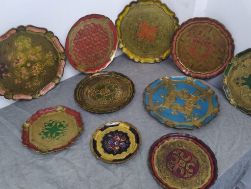 Vassoi rotondi in legno arte fiorentina