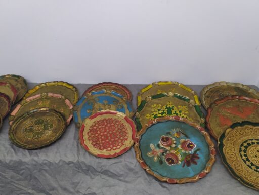 Vassoi rotondi in legno arte fiorentina