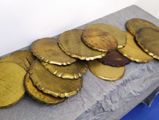 Vassoi rotondi in legno arte fiorentina