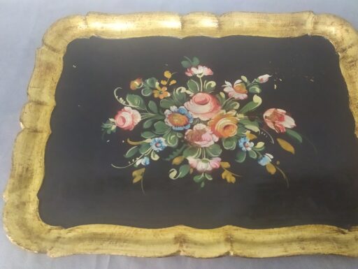 Vassoio legno dipinto a mano e venere resina