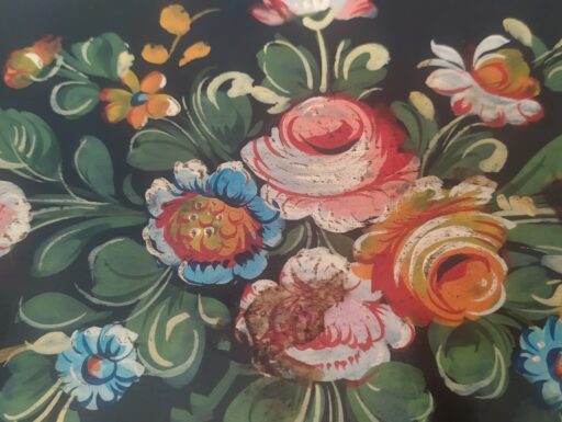 Vassoio legno dipinto a mano e venere resina