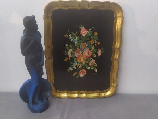 Vassoio legno dipinto a mano e venere resina