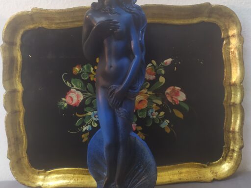 Vassoio legno dipinto a mano e venere resina