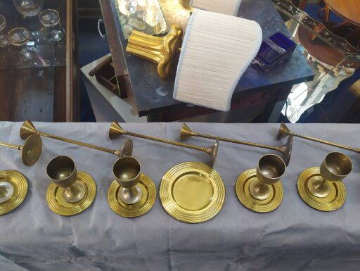 Servizio ottone - candelabri-calici-piattini
