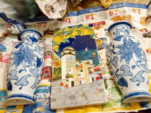 4 tegole x parete in ceramica