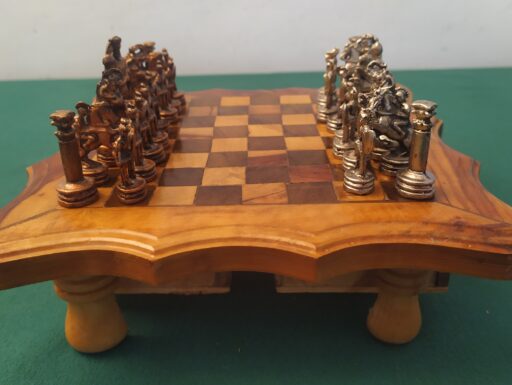 Scacchiera artigianale ulivo - scacchi metallo