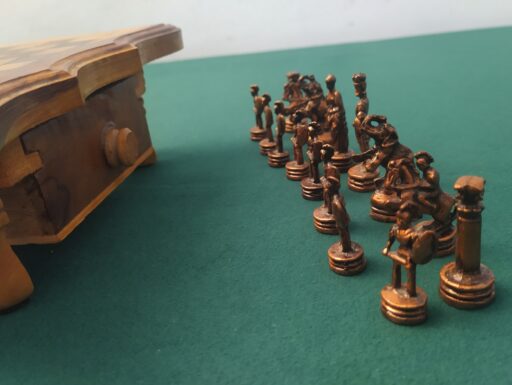 Scacchiera artigianale ulivo - scacchi metallo