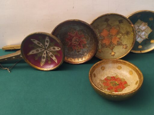 Mestoli e ciotola d'epoca in legno antica firenze