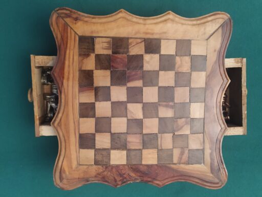 Scacchiera artigianale ulivo - scacchi metallo