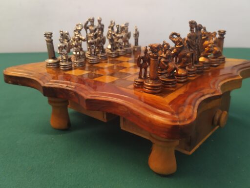 Scacchiera artigianale ulivo - scacchi metallo