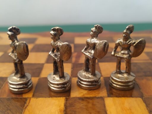 Scacchiera artigianale ulivo - scacchi metallo