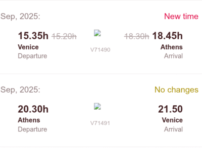 Tre biglietti aerei a/r venezia-atene