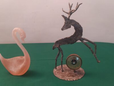 Cigno murano e cervo ferro battuto (firmati)