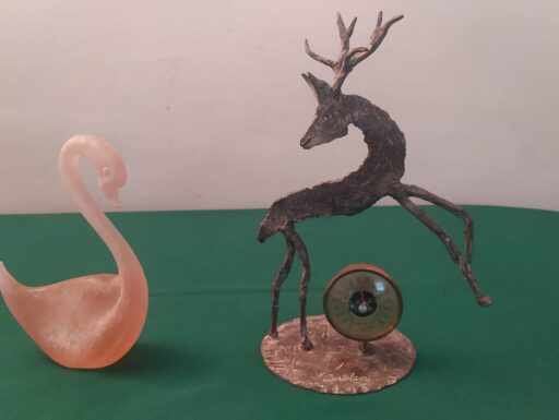 Cigno murano e cervo ferro battuto (firmati)