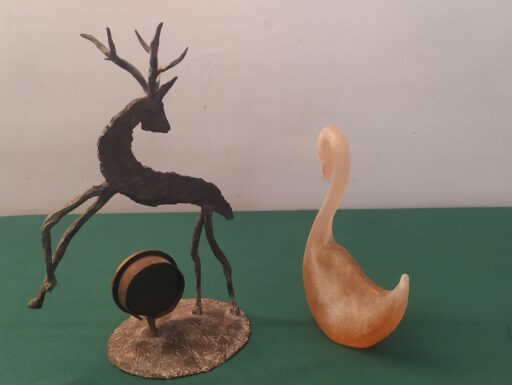 Cigno murano e cervo ferro battuto (firmati)