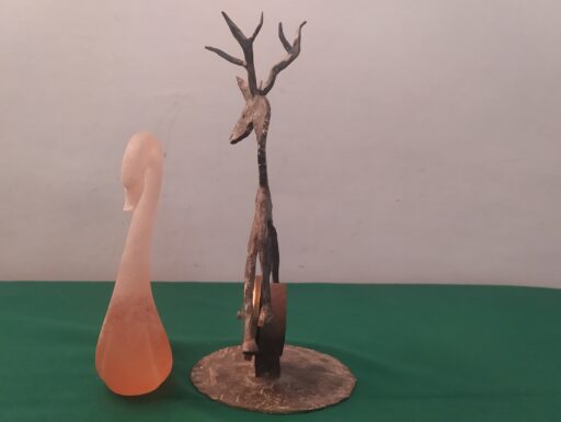 Cigno murano e cervo ferro battuto (firmati)