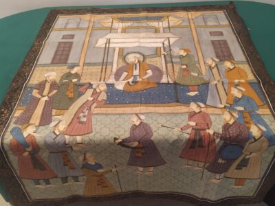 Dipinto su seta-scena di corte