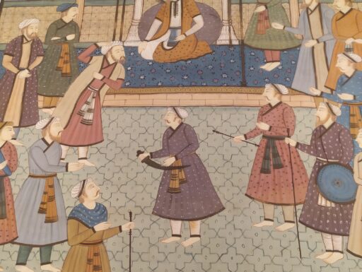 Dipinto su seta-scena di corte