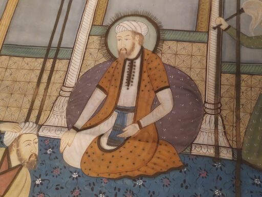 Dipinto su seta-scena di corte