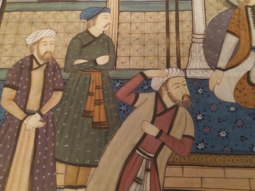 Dipinto su seta-scena di corte