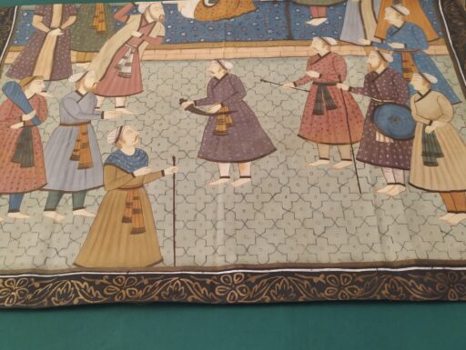 Dipinto su seta-scena di corte