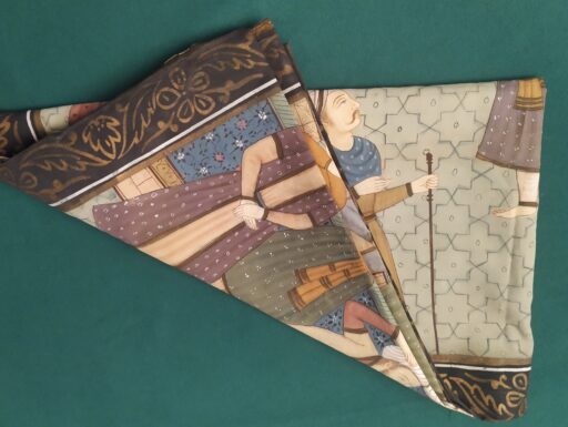 Dipinto su seta-scena di corte