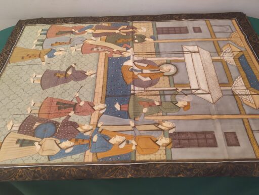 Dipinto su seta-scena di corte