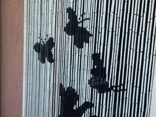 Tenda di bambu' nuova disegno con gatto e farfalle