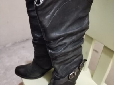 Stivali vintage donna pelle nero