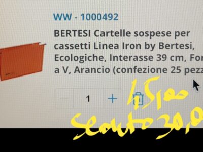 Cartelle sospese per classificatore bisley 39 cm arancio