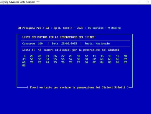 L8 pitagora pro advanced lotto analyzer