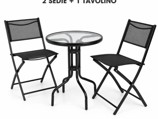 Set giardino nero 2 sedie + tavolino