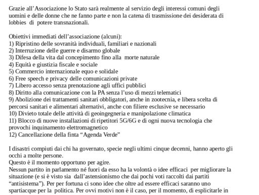 Socio fondatore per vero ed etico partito antistema