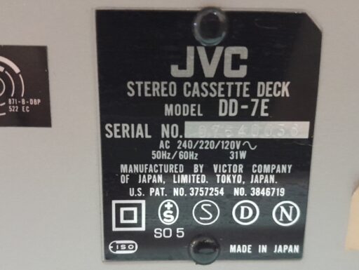 Piastra a cassette jvc model dd-7e vintage non funzionante