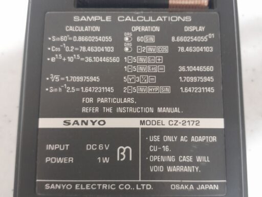 Calcolatrice scientifica vintage sanyo scientific 102
