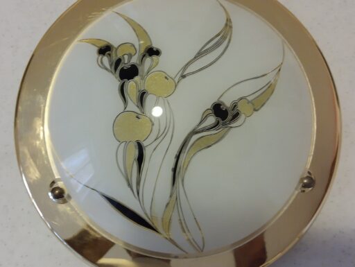 Applique da muro o soffitto tonda bordi oro vetro bombato