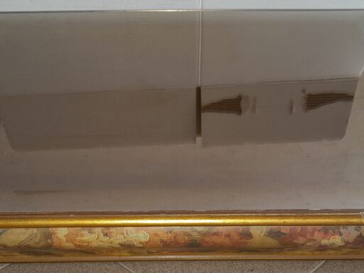 Mensola da muro con piano in specchio bronzato