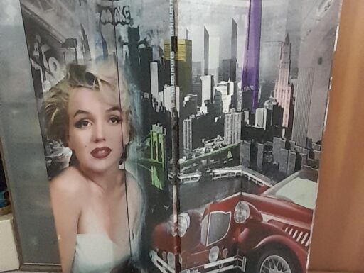 Paravento separé divisorio marilyn monroe in 4 pannelli