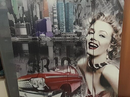 Paravento separé divisorio marilyn monroe in 4 pannelli