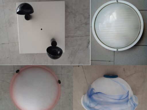 Applique da muro o soffitto tonda bordi oro vetro bombato