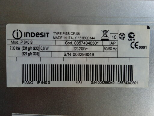Piano cottura da incasso indesit a gas 4 fuochi